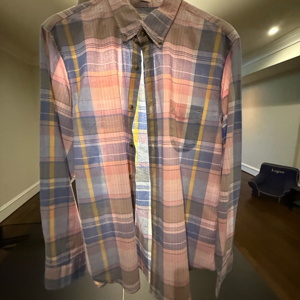 J. Crew Casual Pink and Blue Plaid Shirt